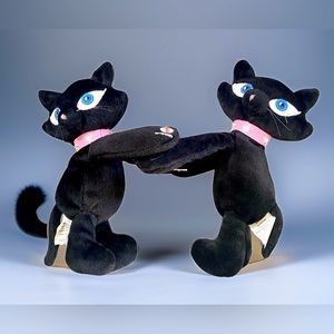 VTG Pinkies Palace Mervyns Kitty Cats Black Plush Stuffed Jewels 9”